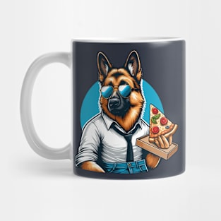 German Shepherd Dog Eating Pizza Mug